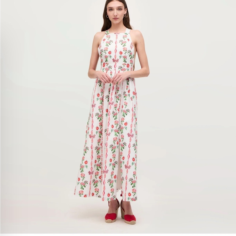 Hill House White and Red Halter Maxi Dress for Weddings